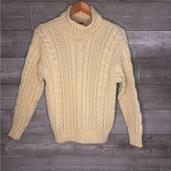 GAP Sweaters - GAP 100% cotton chunky Women's Cream Cable Knit Turtleneck Sweater